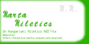 marta miletics business card